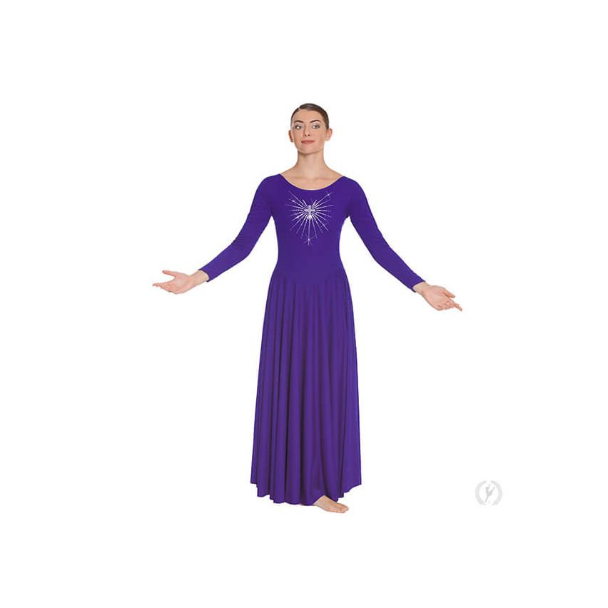 purple liturgical dance dress 0525 Girls Mesh Angel Sleeve Praise Dance Dress
