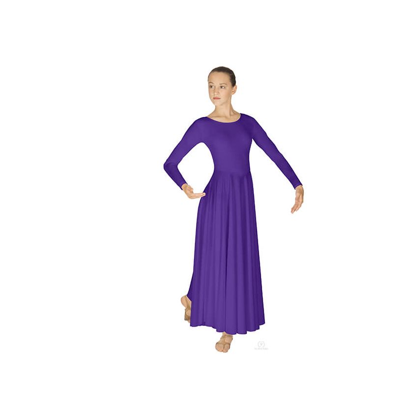 purple liturgical dance dress Body Wrappers Praise Dance Asymmetrical Bell Sleeve Dress
