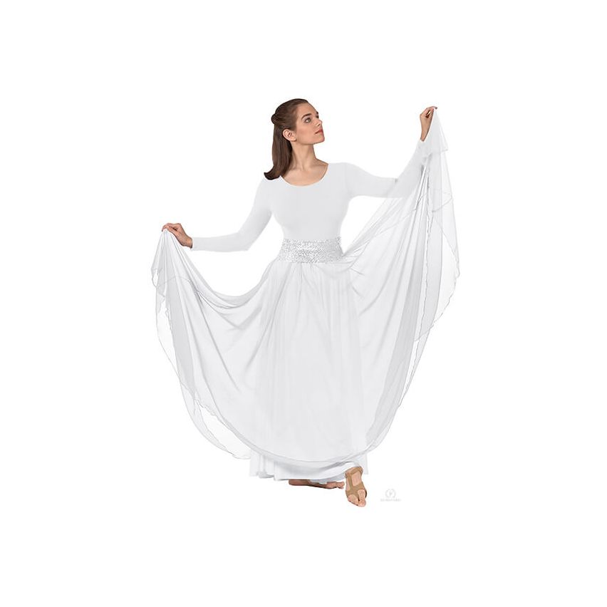 white praise dance dress Metallic Panel Flared Cross Long Bezaleel Garments. Glory to Glory